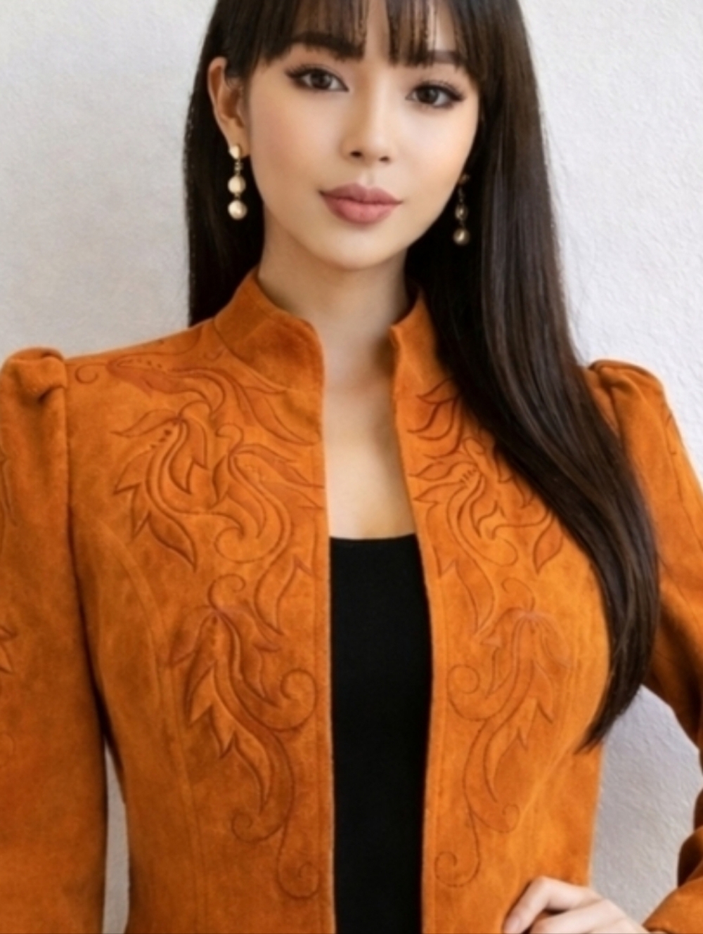 ⭐️ Host Pick⭐️ Suede Leather Embroidered Luxe Jacket |Hong Kong Inspired - Picture 13 of 13